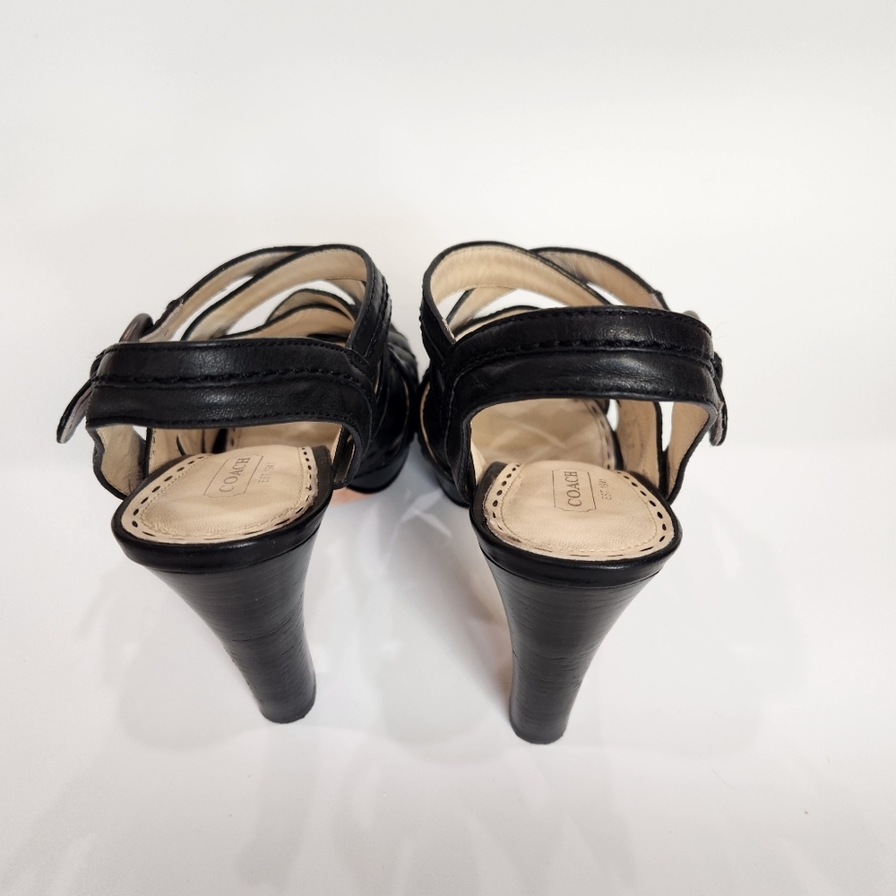 Coach Brynn Leather Platform Sandals - White/Gold 7.5 B - Picture 6 of 10